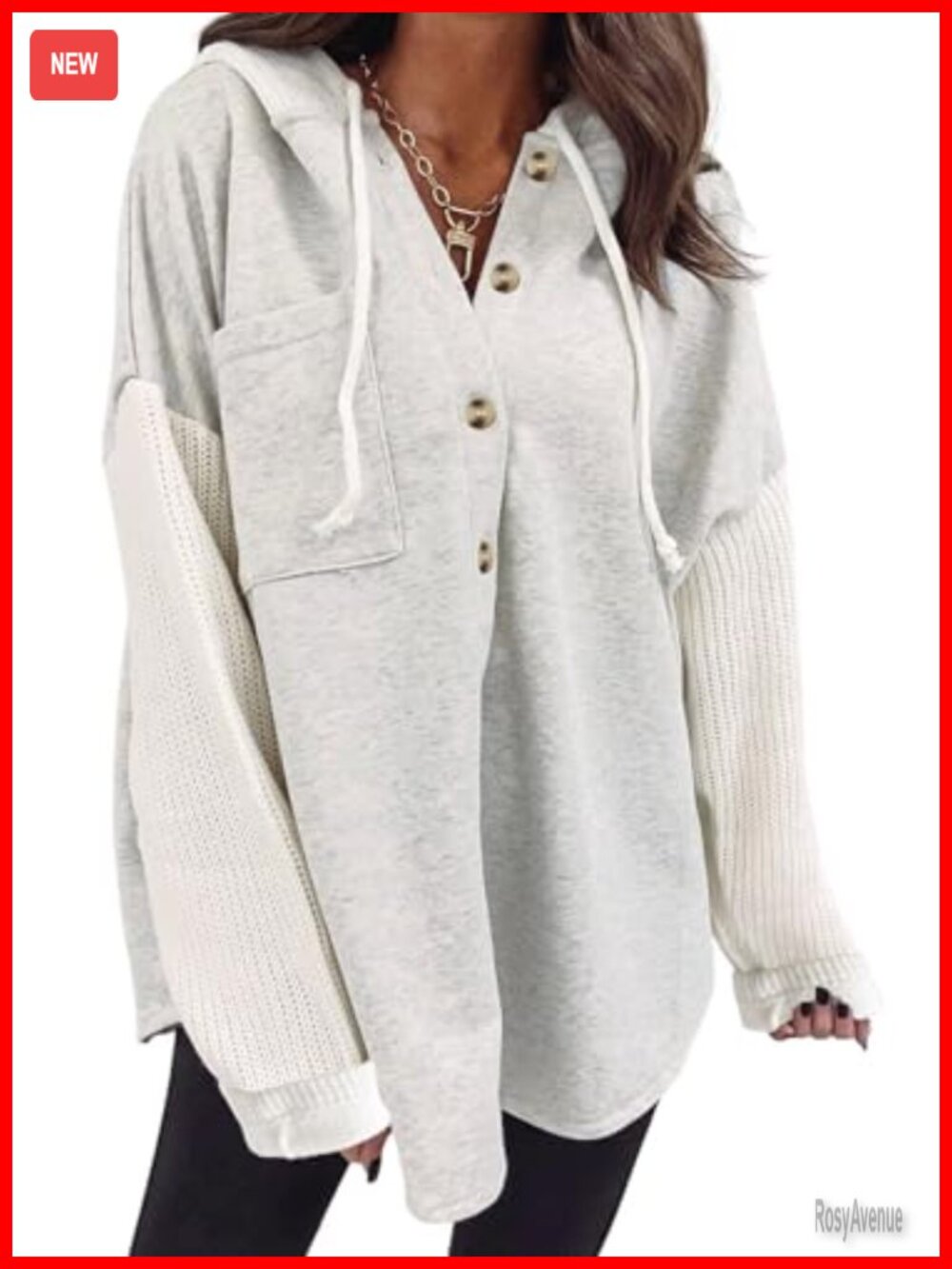 Oversized Hooded Sweatshirt Loose Fit Casual Button Hoodie Long Sleeve Pocket